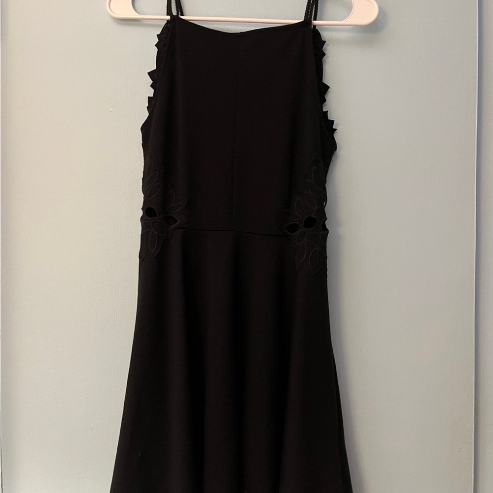 Free People Black Mini Dress with Floral Cutouts
